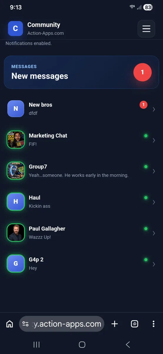Action-Apps Dashboard — ACTION-APPS platform exposed